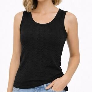 Georges Rech Paris Black Textured Tank Top Minimalist Sleeveless Size S
